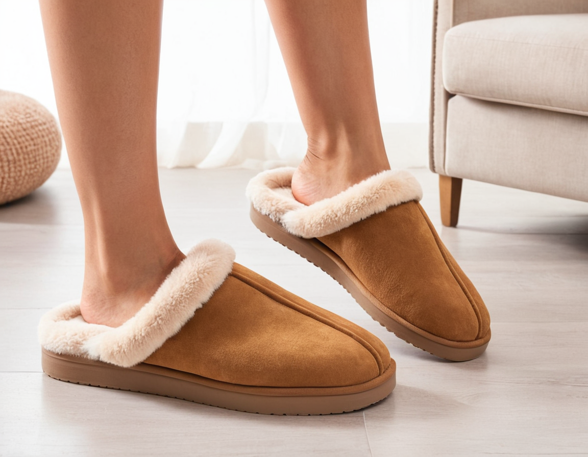 Shearling-Lined House Slippers